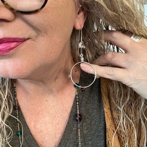 Stone hoop handmade earrings!